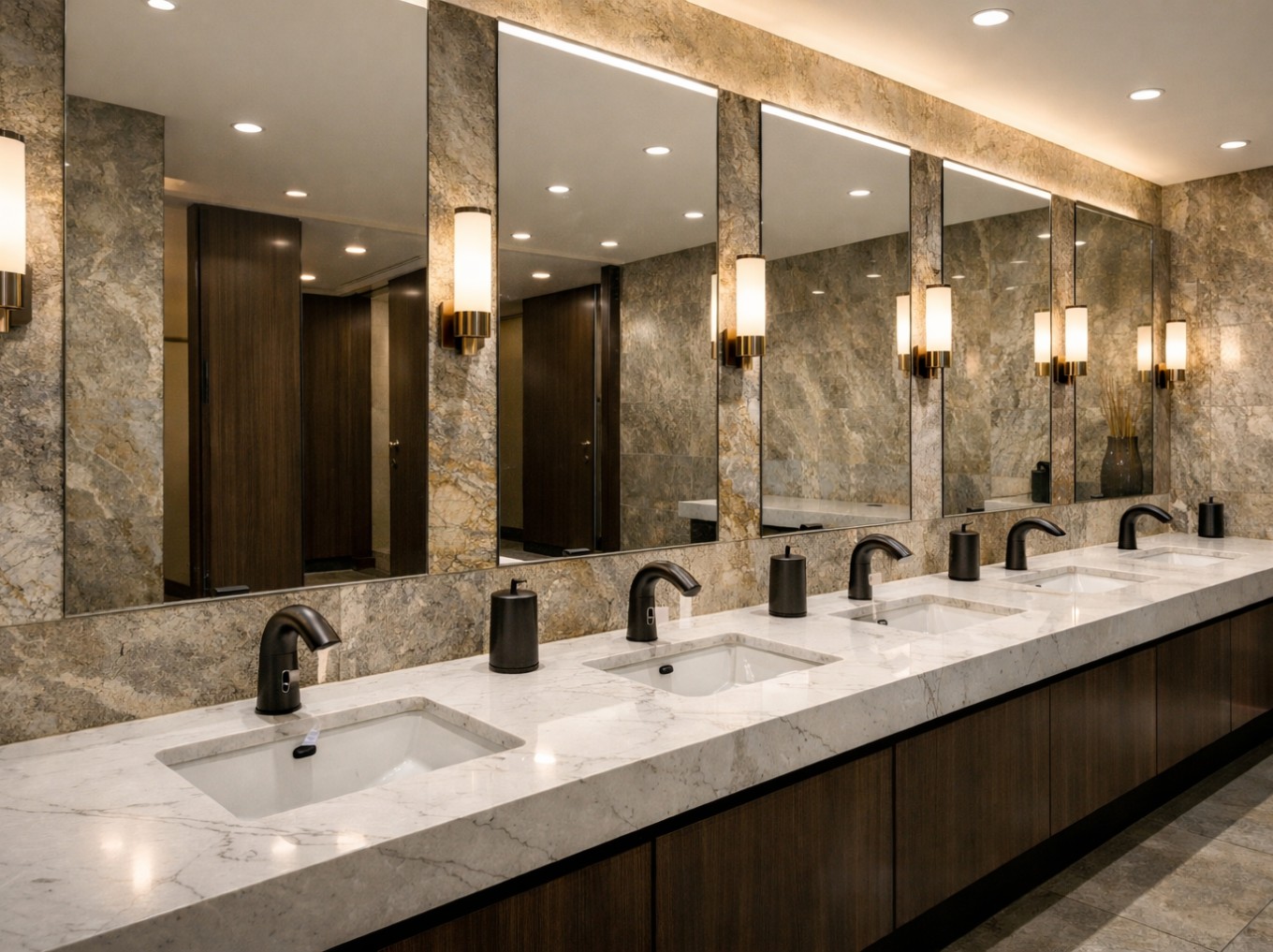 Mixed-use towers in the Middle East with telemetry-enabled restroom fixtures